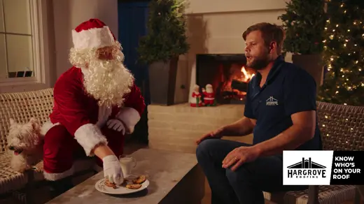 Man chatting with Santa